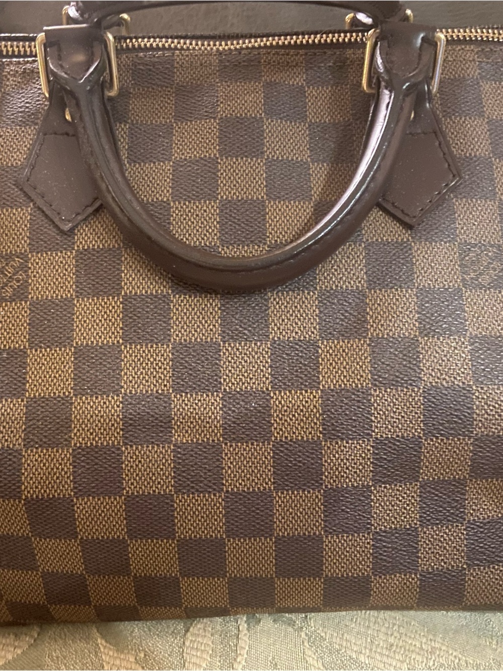 Classic Brown Checkered Damier Top-Handle Women's Bag